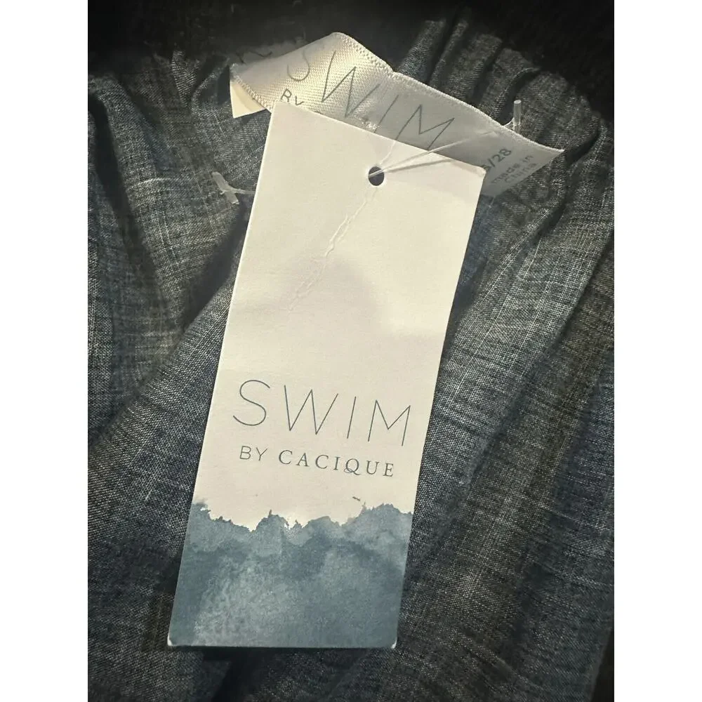 NWT Swim by Cacique Wide Leg Lounge Pants Black Tropical Print Plus Size 26/28 - Picture 5 of 13